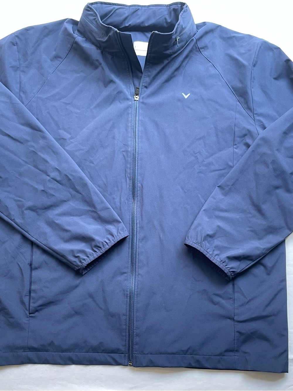 Callaway Golf Windbreaker Jacket Mens XXL Navy Blue Full Zip Packable Hood